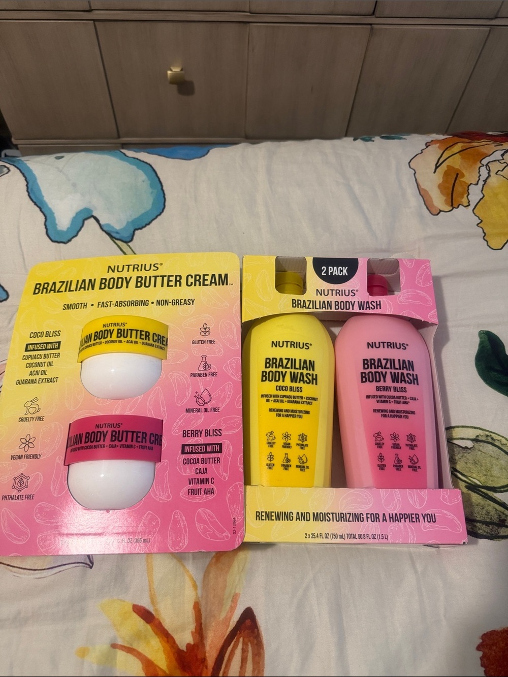 NEW! - Bundle Set of 2 Nutrius Brazilian Body Butter & 2 Body Wash - 4 Items